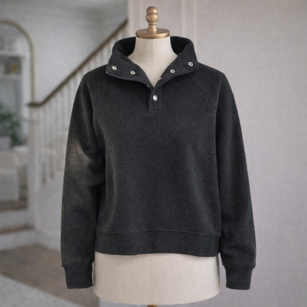 Kit + Ace Fleece Chillout Down Charcoal Grey Pullover Sweater Size Small - Picture 2 of 12
